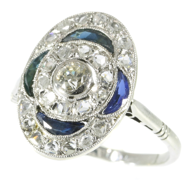 Vintage Art Deco Belle Epoque Diamond And Sapphires Engagement Ring